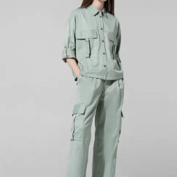 Only Aqua Straight Fit High Rise Cargo Pants-13