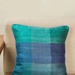 Fabindia Deeva -Tasar Blue Silk Cushion Cover-picture-47