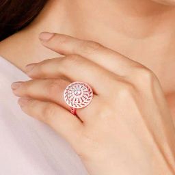 GIVA 92.5 Sterling Silver Rose Gold Lavish Cocktail Ring for Women-picture-20