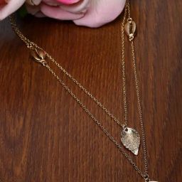 Karatcart Golden Red Meena Sun and Leaf Multicharm Multilayered Chain Women-image-77