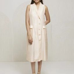 Artagai Shell Shawl Collar Jacket Dress with Kashida Embroidery-image-41