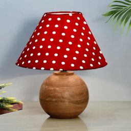 Homesake Red Wood Round Table Lamp-6