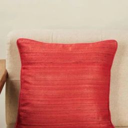 Fabindia Deeva -Tasar Red Silk Cushion Cover-image-18