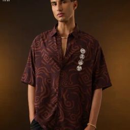 The Souled Store Brown Loose Fit Embroidery Shirt-picture-37