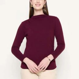 MADAME Maroon Plain Top-image-52