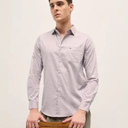 The Bear House Pink Cotton Tailored Fit Print Formal Shirt-image-78