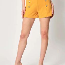 ZASTRAA Mustard Yellow Solid Shorts-picture-28