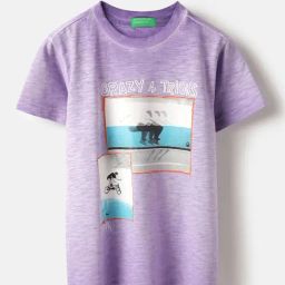 United Colors of Benetton Boys Purple Regular Fit Round Neck Graphic Print T-Shirt-picture-25