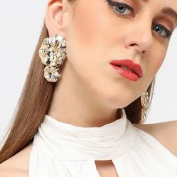 Sohi Gold Plated Party Designer Stone Drop Earrings image 3