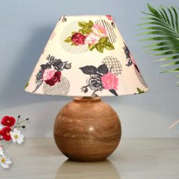 Homesake Multicolor Wood Round Table Lamp-21
