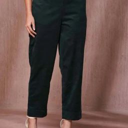 Fabindia Green Plain Trousers-picture-6