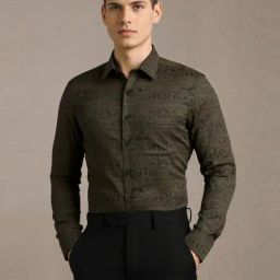 Louis Philippe Green Cotton Slim Fit Printed Shirt-picture-45