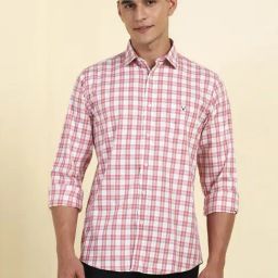 Allen Solly Red Cotton Slim Fit Checks Shirt-image-54