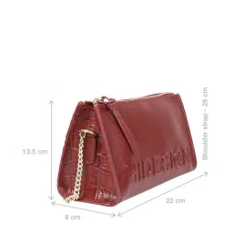 Hidesign Red Textured Medium Sling Handbag image 4
