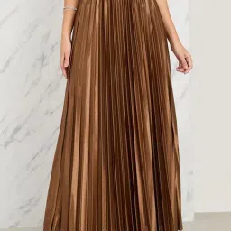 Styli Brown A-Line Skirt-image-58