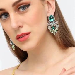 Sohi Gold Plated Party Designer Stone Drop Earrings image 3
