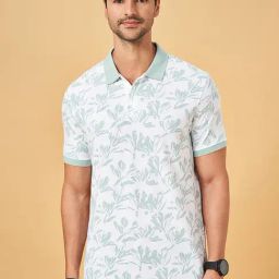 Byford By Pantaloons Moderate Blue Slim Fit Printed Polo T-Shirt-image-42