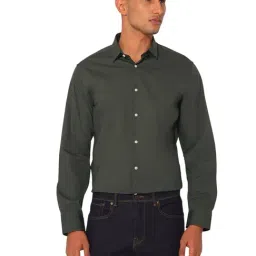 Selected Homme Olive Green Cotton Regular Fit Shirt-image-27