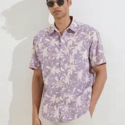 WES Casuals by Westside Lavender Floral Relaxed-Fit Cotton Shirt-picture-14