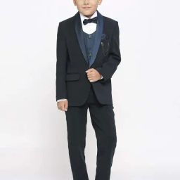 Kids Island Boys Green & White Solid Full Sleeves Suit Set-33