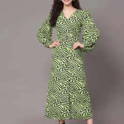 KASSUALLY Green Printed Maxi Dress-image-63