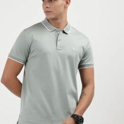 Calvin Klein Pff-Slate Gray Cotton Slim Fit Solid Polo T-Shirt-picture-6
