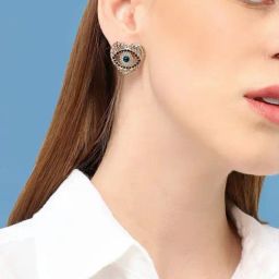 Sohi Gold Plated Party Designer Stone Stud Earrings image 2