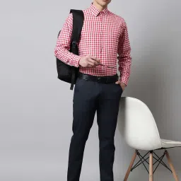 Jainish Red Regular Fit Checks Shirts image 4