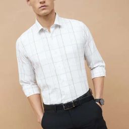 Code By Lifestyle White Slim Fit Checks Shirt-picture-8