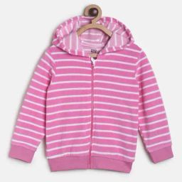 MINIKLUB Kids Pink Striped Full Sleeves Jacket-image-22