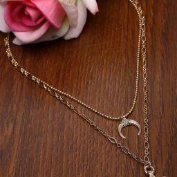 Karatcart Golden Star and Moon Multicharm Multilayered Chain Women-27