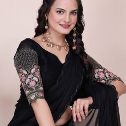 K 5 Fashion Embroidered Pure Chiffon Maheshwari Saree-image-56