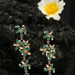 YouBella Gold-Plated Artificial Stones Floral Drop Earrings-image-63