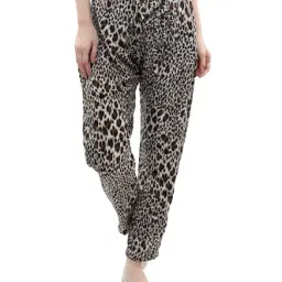Miss Chase Black Animal Print Relaxed Fit Pants-picture-45