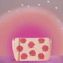 Accessorize London Pink Polyester Embellished Clutch-image-81