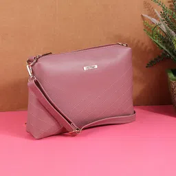 Metro Peach-Coloured Textured Sling Bag-42