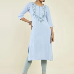 Soch Blue Embroidered Straight Kurta-image-42