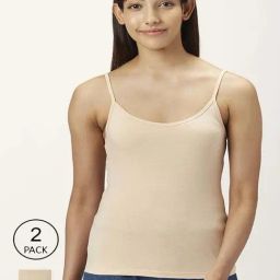 Dreamz by Pantaloons Beige Camisoles - Pack Of 2-picture-14