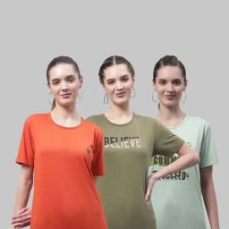 Vimal Jonney Orange & Green Cotton Printed Sports T-Shirt - Pack Of 3-image-30