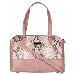 Bellissa Nude Textured Medium Snakeskin Shoulder Handbag-image-9