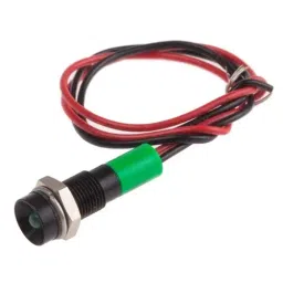 RS PRO Green Panel Mount Indicator 12V DC, Mounting Hole Size 6 mm, Termination Type Lead Wires, IP Rating IP67, Model No 7227823-21