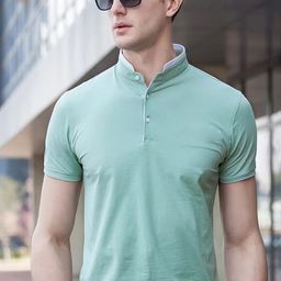 Moda Rapido Men Mandarin Collar T-shirt-image-9