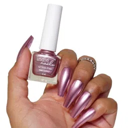 Indie Nails Women Misty Rose Rosegold Pink Metallic Finish Long Lasting Nail Polish-picture-14