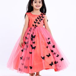Li&Li BOUTIQUE Sleeveless Butterfly Applique Flared Gown - Coral-image-33
