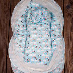 Mittenbooty Mosquito net bedding Jumbo in shining velvet fabric and sparkle net in Panda print- Blue-23
