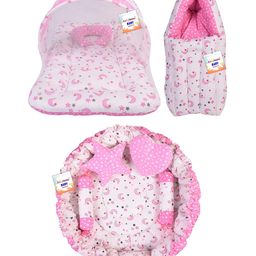 Toddylon Baby Bedding for New Born Mattress with Mosquito Net Sleeping Bag & Baby Nest Bed - Pink-22
