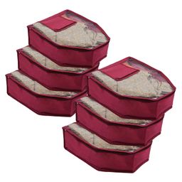 Kuber Industries Blouse Cover  Non Woven Foldable Wardrobe Organizer For Woman  Cloth Organizer Top Transparent & One Small Pocket  Pack of 6  Maroon-86