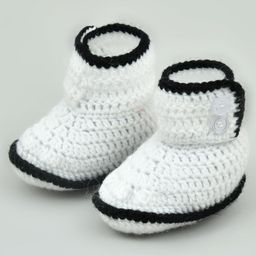 Funkrafts Woollen Handmade Crochet  Booties - White-image-64