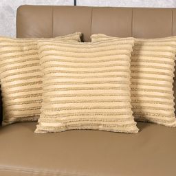 Saral Home Axis Stripe Cushion Cover 3pc, Beige.-5