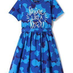 Pine Kids Cotton Knit Half Sleeves Frock with Shine Like a Star Text Print - Blue-image-67
